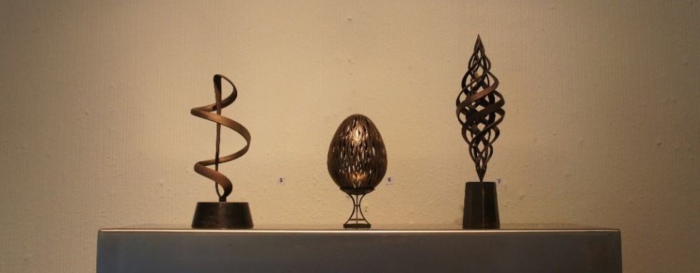 From left Spiral (miniature), Egg, Double Helix