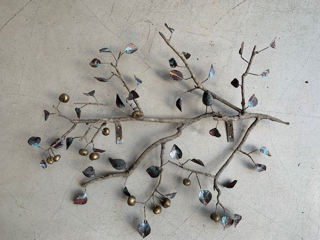 Cast bronze Branch with Bronze Birds & Copper Leaves 2023