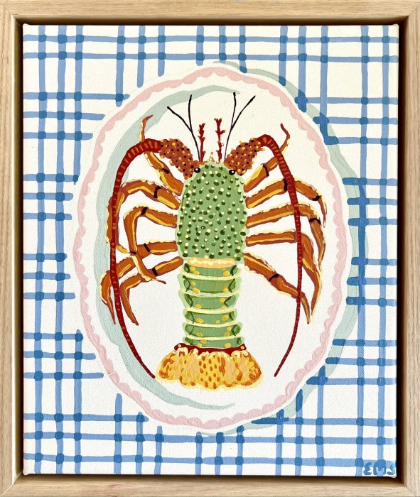 Tropical Rock Lobster on Blue Check 2023 SOLD