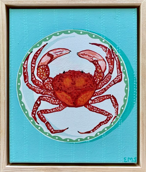 Red Crab on Blue SOLD