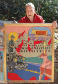 Robert Brain with one of his amazing tapestries.
